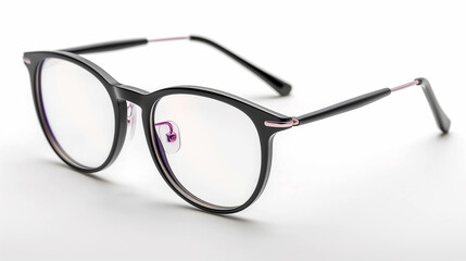 Poster - Sleek black eyeglasses with subtle pink accents and clear lenses, offering a modern, minimalist design perfect for everyday use.