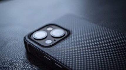 Sticker - Close-up of a phone isolated, showcasing its textured back cover.