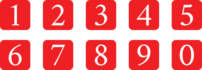 Wall Mural - simple numbers icon on red rounded rectangle. red button number vector illustration.