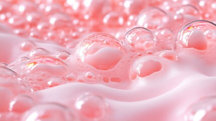 Wall Mural - soft pink bubbles blend together, creating a visually soothing and whimsical effect in a tranquil en