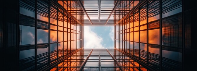 Sticker - A View of the Sky Through a Glass Building