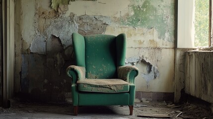 Wall Mural - The Green Chair: Slightly Elevated and Stylish