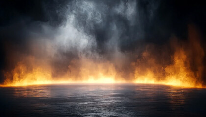 Wall Mural - dark night, glowing sunset, mysterious seascape, futuristic landscape generated by ai
