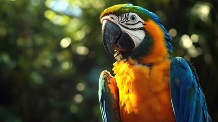 Sticker - Close-up Portrait of a Blue and Gold Macaw Parrot