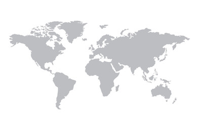  Vector World Map Silhouette on White Background