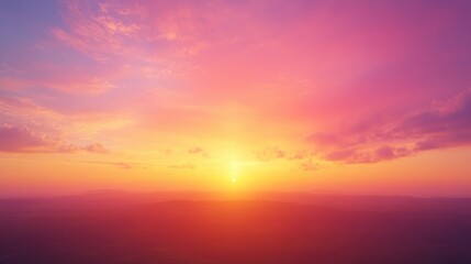 Sticker - A Vivid Sunset Over Rolling Hills, Bathed in Warm Hues of Pink, Orange, and Yellow