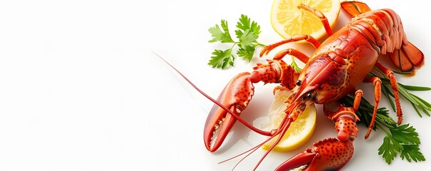 Wall Mural - Cooked Lobster with Lemon and Parsley Garnish