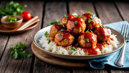 Wall Mural - Chicken Meatballs with glaze from Indian cuisine