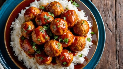 Wall Mural - Chicken Meatballs with glaze from Indian cuisine