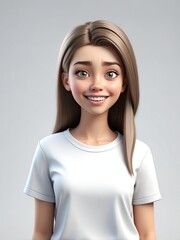 cartoon portrait of a teenage woman grimacing isolated background