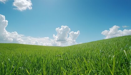 Wall Mural - Green grass field and blue sky 21