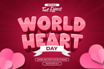 Wall Mural - World heart day editable text effect vector