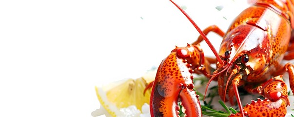 Wall Mural - Close-up of a Cooked Lobster Claw with Lemon and Herbs