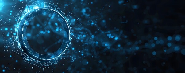 Glowing Blue Ring and Abstract Geometric Shapes on a Dark Background