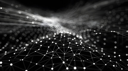 Wall Mural - Abstract 3D Network with White Glowing Points Illustration