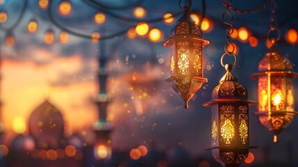 Intricate Lanterns Gleaming During Sunset