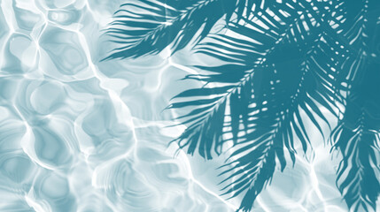 Canvas Print - Shadows of palm leaves on tranquil water with gentle ripples on a sunny day, cut out