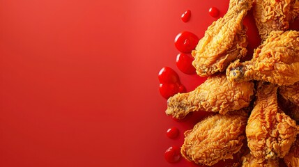 fried chicken on a red background