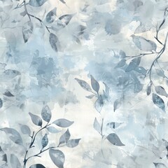 Wall Mural - fabric pattern with nature-inspired elements, neutral color palette and watercolor effect