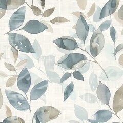 Wall Mural - fabric pattern with nature-inspired elements, neutral color palette and watercolor effect