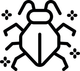 Sticker - Simple line art icon of a bug, representing a computer virus or malware