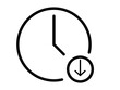 © Apicha - reduce design time.Less time icon set. Reduce clock hourglass and low time vector symbol in a black filled and outlined style. Time reduction circle stop watch sign.