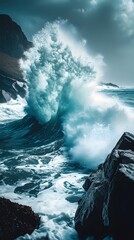 Wall Mural - waves on the rocks