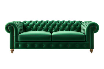 Green velvet sofa isolated element