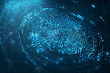 Wall Mural - A blue circle with a lot of lines and dots
