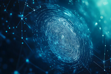 Wall Mural - a blue image of a fingerprint with a lot of dots and lines. the image has a futuristic feel to it