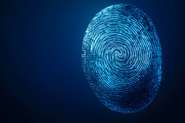 Wall Mural - A blue circle with a spiral pattern in the middle. The circle is the shape of a fingerprint