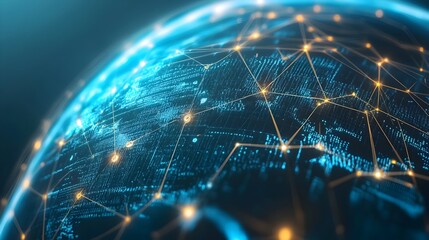 Fototapete - Glowing Global Search Engine Sphere Representing Worldwide Digital Connectivity and Intelligence