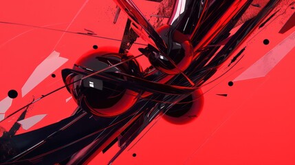 Wall Mural - abstract digital art on a black and red graphics