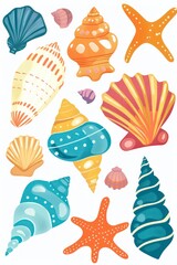 colorful sea shells illustration