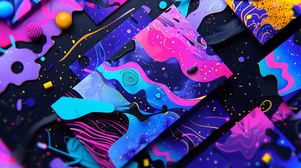 Sticker - Abstract 3D Colorful Shapes and Patterns Background