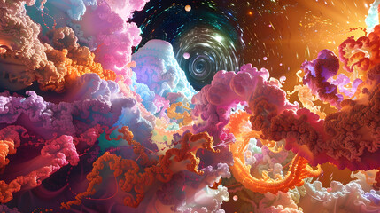 Sticker - Abstract 3D Colorful Clouds in Space