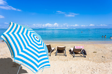 Poster - Parasol sur plage de la Saline, île de la Réunion 