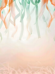 Wall Mural - A colorful ribbon is hanging from the ceiling. The ribbon is green, orange, and white