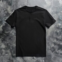 Wall Mural - flat lay of a black t-shirt on a simple background