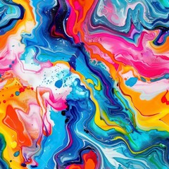 liquid painting abstract texture, mixture of bright acrylic colors