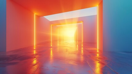 minimalistic light colorful surreal interior