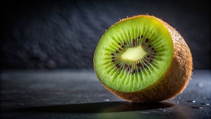 Close-up of ripe kiwi fruit on a dark background, kiwi, fruit, whole, fresh, tropical, exotic, organic, healthy