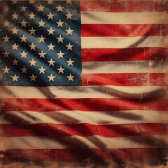 Wall Mural - A vintage American flag with a grunge texture, showcasing the iconic stars and stripes. Perfect for themes of patriotism, history, and national pride.