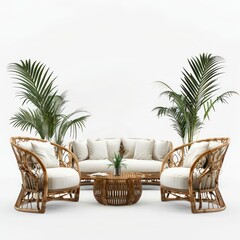 Wall Mural - elegant wooden garden furniture on a white background