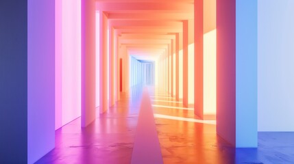 Wall Mural - entrance corridor with gradient neon colors