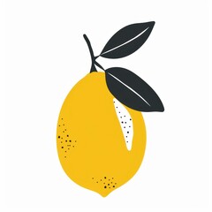 Wall Mural - simple flat lemon design isolated white background