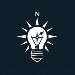 Wall Mural - minimalistic light bulb compass icon illustration