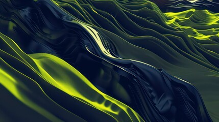 Poster - abstract topographic image with linear simplicity, navy and lime colors