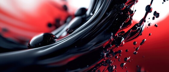 High-resolution close-up of black and red elements blending together with dynamic detail and vibrant hues