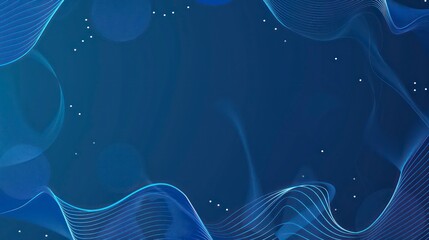 Wall Mural - abstract design with wavy translucent lines and dots on blue background